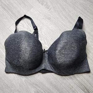 Cacique Gray Black Lace Lightly Lined Balconette Bra 40F